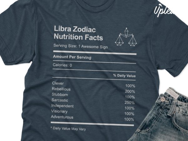 Libra zodiac nutrition facts t shirt design template