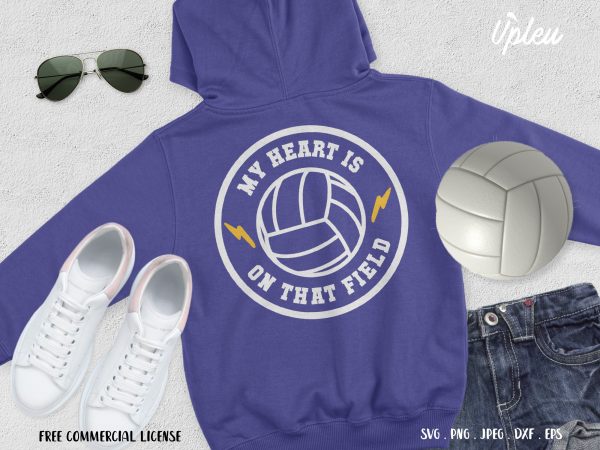 My heart is on that field volley t shirt design for purchase