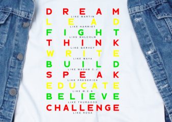 Dream Lead Fight Think Write SVG, Quotes, Motivation print ready t shirt design