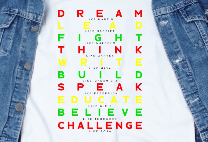 Dream Lead Fight Think Write SVG, Quotes, Motivation print ready t shirt design