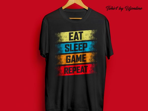 Eat sleep game repeat gym/gamer graphic t-shirt design