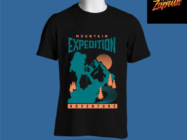 Mountain expedition adventure camping tshirt design for sale