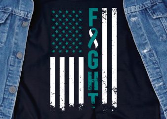 Fight Cancer Flag SVG – Cancer – Cancer Awareness – Cervical Cancer – American Flag t shirt design for purchase