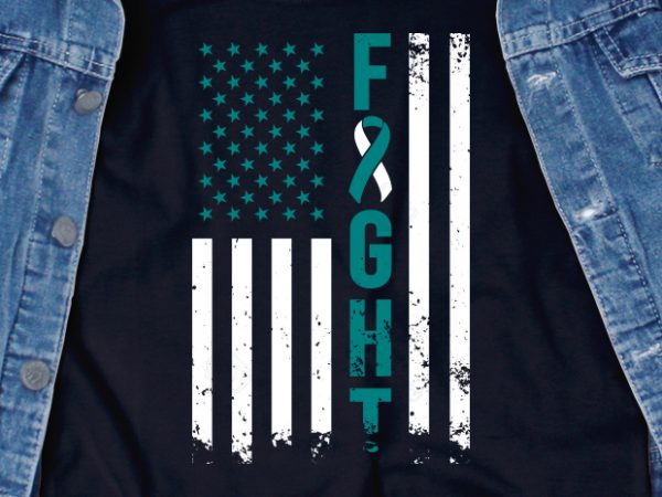 Fight cancer flag svg – cancer – cancer awareness – cervical cancer – american flag t shirt design for purchase