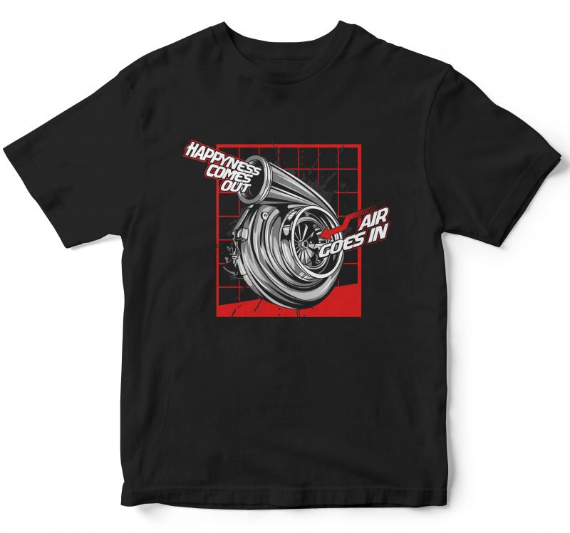 Happyness turbo charge t shirt design to buy
