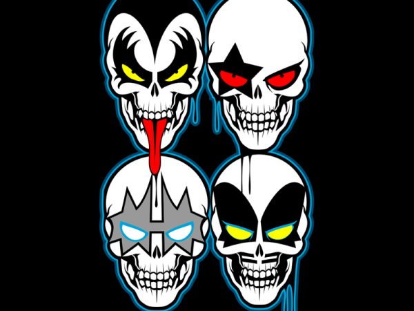 Kiss skull commercial use t-shirt design