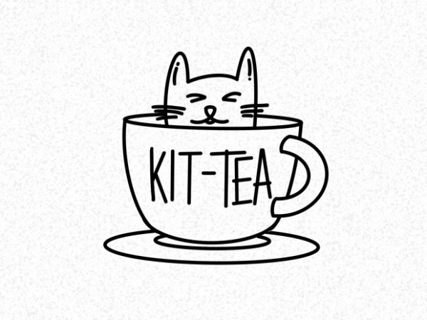 Kit tea cute cat kitty tshirt design png file ready to print