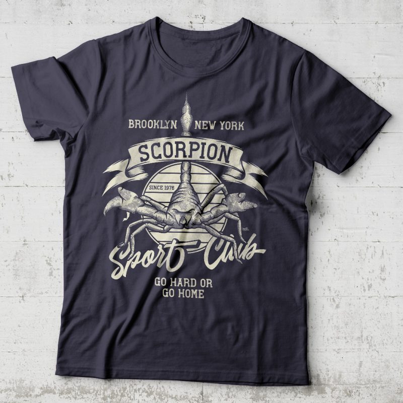 Scorpion sport club t-shirt design for commercial use