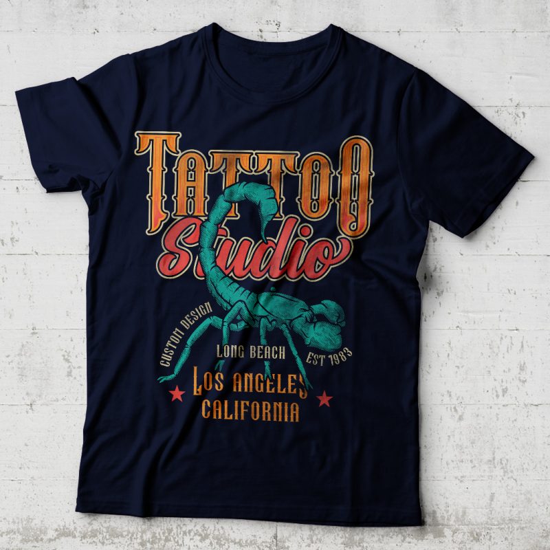 Scorpion tattoo studio t shirt design for download - Buy t-shirt designs