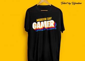 Modern Day Gamer Retro t shirt design for download