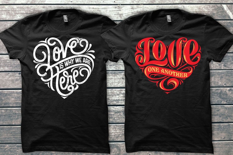 LOVE ART BUNDLE t shirt designs for print on demand