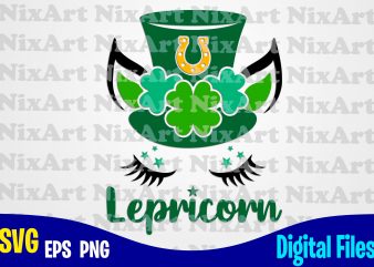 Lepricorn, Patricks day, Unicorn, Unicorn head, Unicorn face, Unicorn svg, Funny Unicorn design svg eps, png files for cutting machines and print t shirt designs