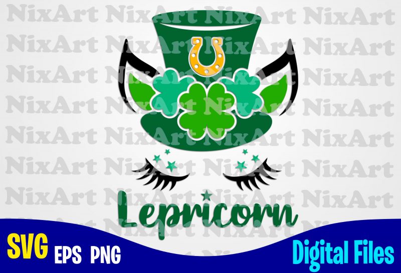 Lepricorn, Patricks day, Unicorn, Unicorn head, Unicorn face, Unicorn svg, Funny Unicorn design svg eps, png files for cutting machines and print t shirt designs