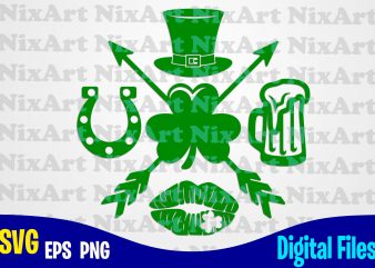 Luck, Horseshoe, Beer, Lips, Clover, Hat, Patricks day, Shamrock, Shamrock svg, Funny Patricks day design svg eps, png files for cutting machines and print t