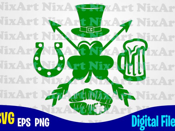 Luck, horseshoe, beer, lips, clover, hat, patricks day, shamrock, shamrock svg, funny patricks day design svg eps, png files for cutting machines and print t