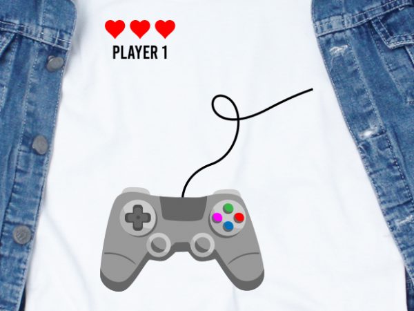 Player 1 console love svg – love – console – couple – valentine t shirt design to buy