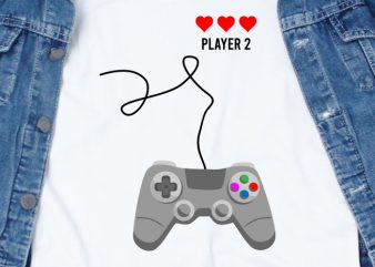 Player 2 Console Love SVG – Love – Console – Couple – Valentine t-shirt design for commercial use