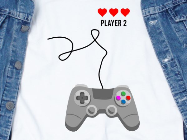 Player 2 console love svg – love – console – couple – valentine t-shirt design for commercial use