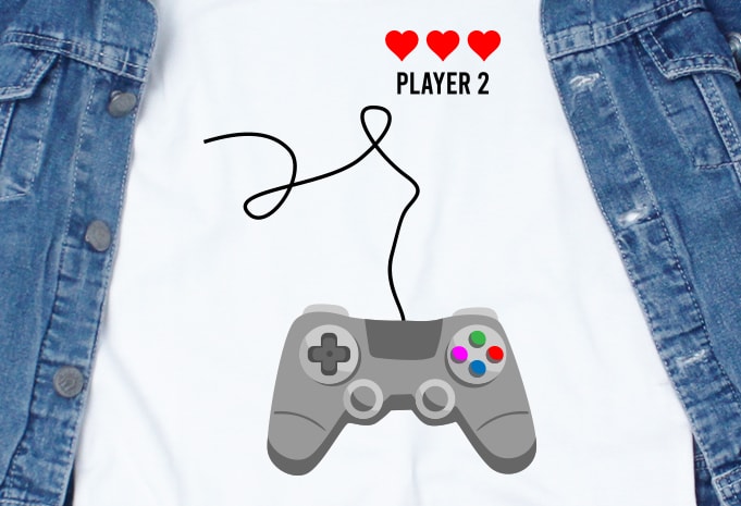 Player 2 Console Love SVG – Love – Console – Couple – Valentine t-shirt design for commercial use