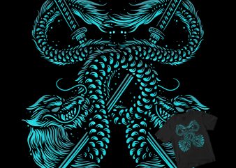 DRAGON SAMURAI t shirt design for download