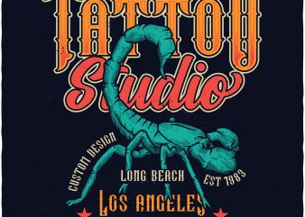 Scorpion tattoo studio t shirt design for download