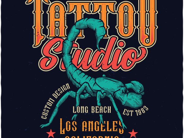 Scorpion tattoo studio t shirt design for download