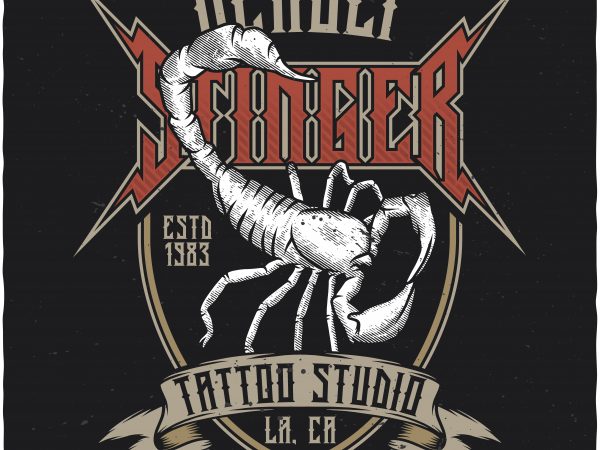 Deadly stinger tattoo studio t shirt design to buy