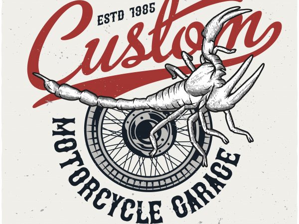 Custom motorcycle garage t shirt design for purchase