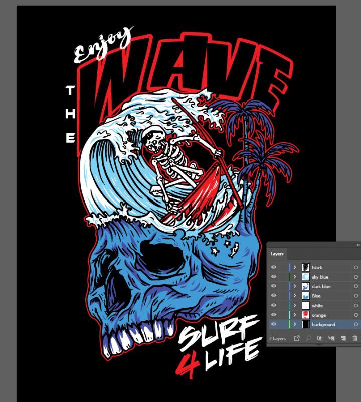 Artwork Vector Enjoy the Wave Surf 4 Life Ai, PNG, SVG t shirt design for sale