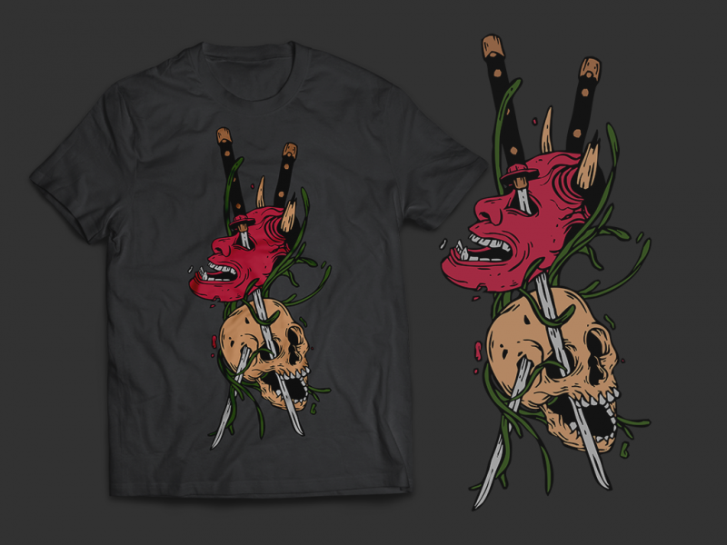 Desain T-Shirt Topeng Setan Skull