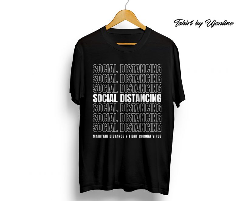 Social Distance Fights Corona Virus t-shirt design for commercial use