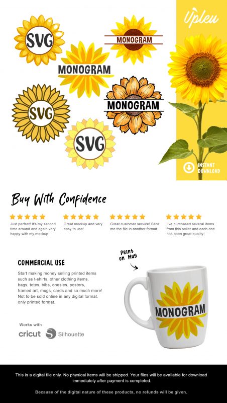 Sunflower Bundle SVG – commercial use tshirt design for merch by amazon