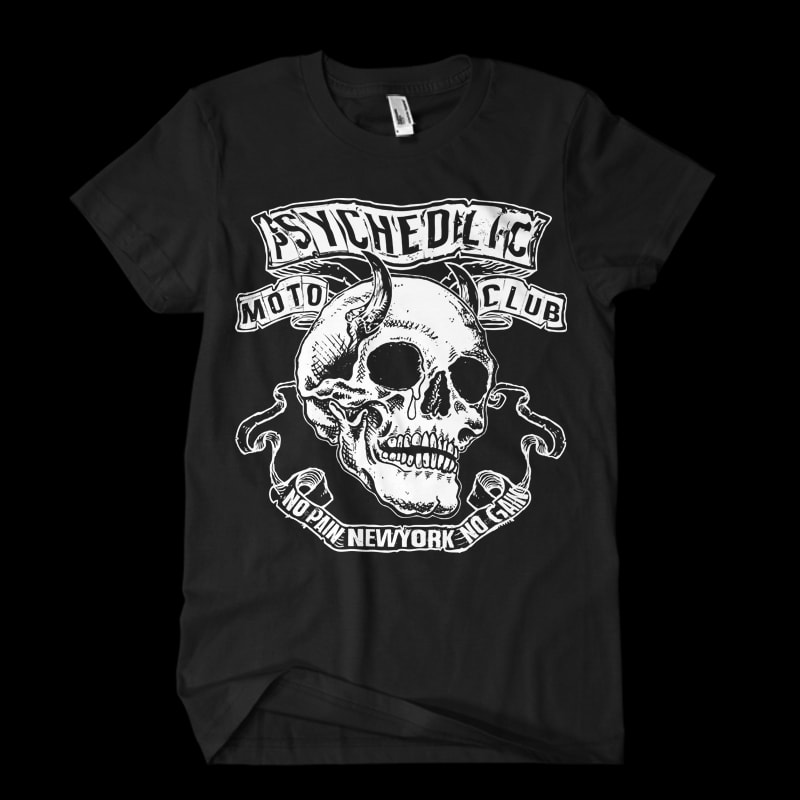 biker skull t shirt design for download