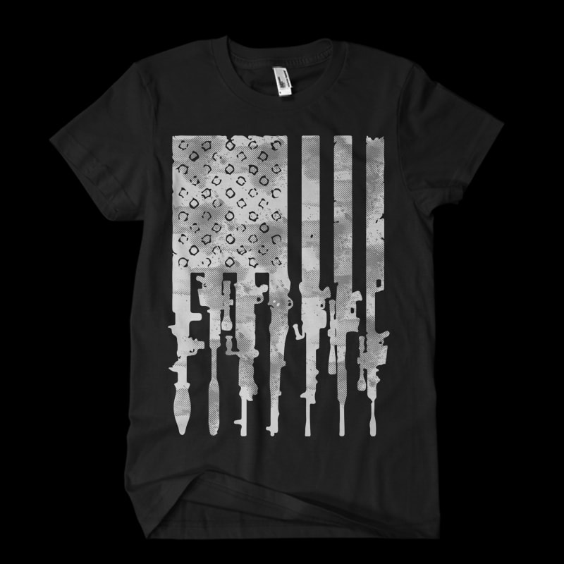 military rocket rifles bullet holes USA flag t shirt design to buy