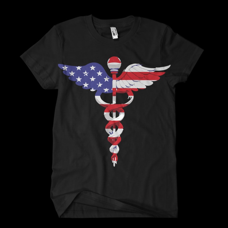 caduceus american flag t-shirt design png