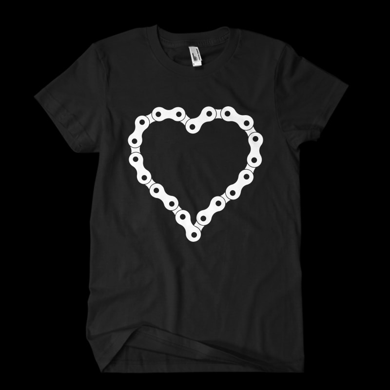 heart bike bicycle chain t shirt design for purchase