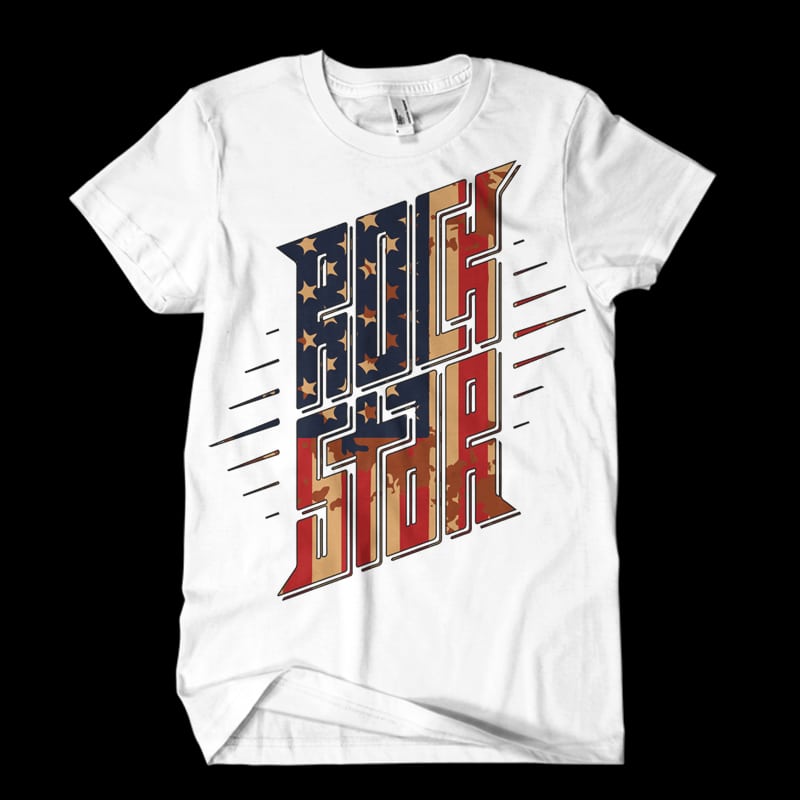 rock start trumo usa flag t-shirt design for commercial use