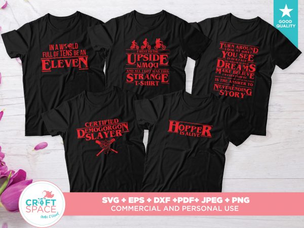 Stranger things bundle t shirt template vector