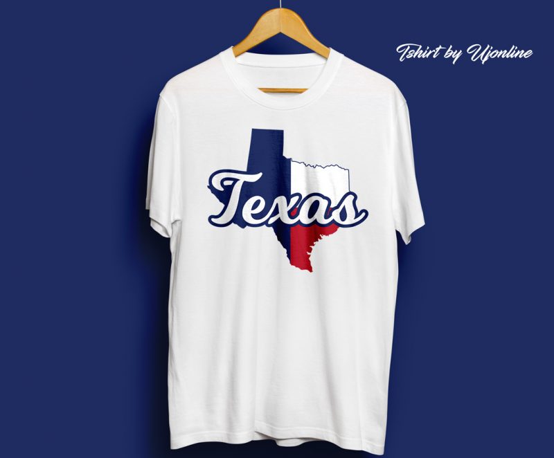 Texas Map Typography t shirt design for commercial use