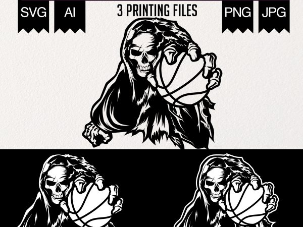 Grim basketball illustration commercial use t-shirt design