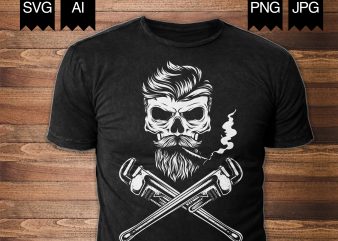 Skull Pipe Wrenches t shirt design for sale