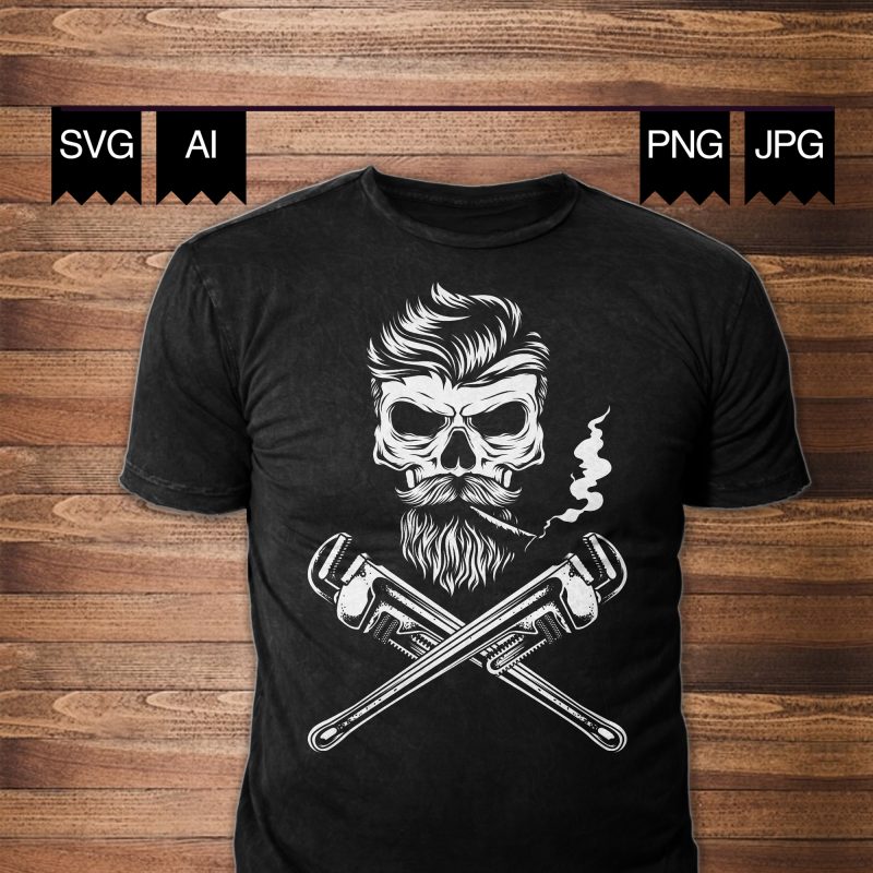 Skull Pipe Wrenches t shirt design for sale