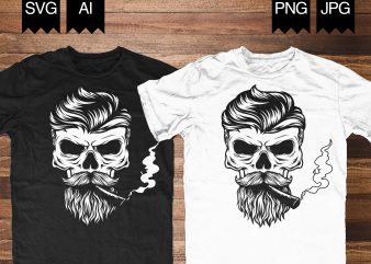 Skull Cigar Illustration t shirt design template