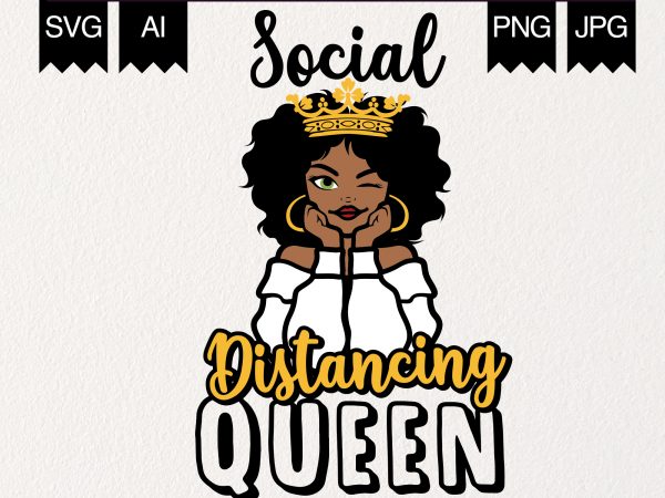 Social distancing queen t-shirt design png Social distancing queen t-shirt design png