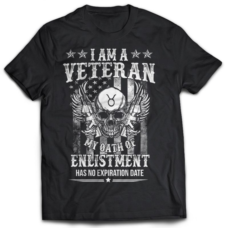 Skull veteran army and military tshirt design psd editable text layer