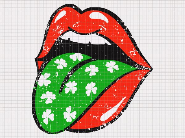Red lips tongue out st patricks day shamrock 4 leaf trendy, red lips tongue out st patricks day shamrock 4 leaf trendy svg, red lips t shirt design online