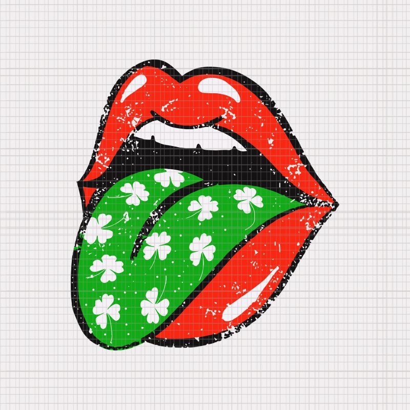 Red Lips Tongue Out St Patricks Day Shamrock 4 Leaf Trendy, Red Lips Tongue Out St Patricks Day Shamrock 4 Leaf Trendy svg, Red Lips