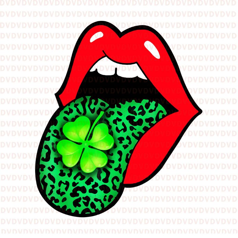 Red Lips Green Leopard Tongue Cheetah Cool St Patricks Day PNG, Red Lips Green Leopard Tongue Cheetah Cool St Patricks Day, Lips st patrick day
