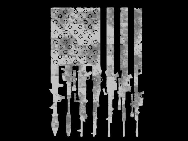 Military rocket rifles bullet holes usa flag t shirt design to buy