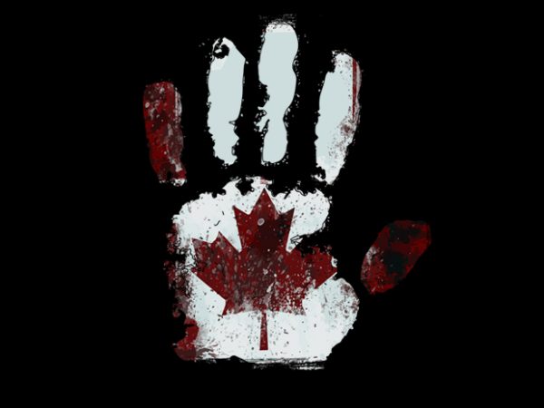 Handprint canadian flag graphic t-shirt design